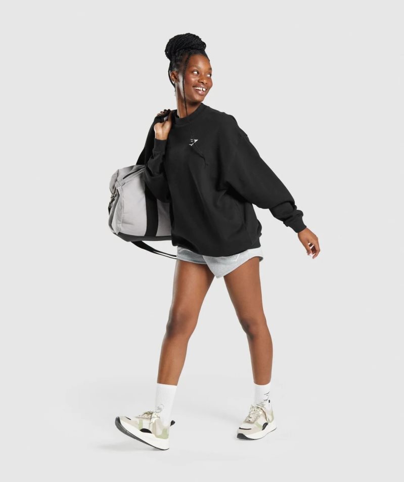 Bluzy Gymshark Treningowe Oversized Damskie Czarne | PL 346LBR